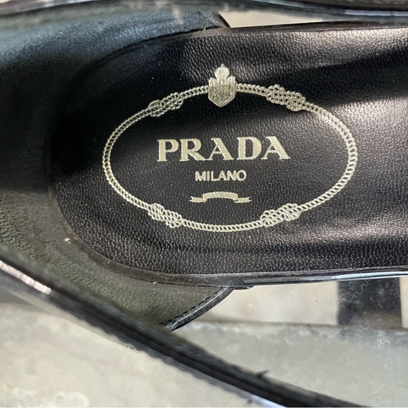 Prada Black Patent Open Toe Flats - Picture 7 of 9